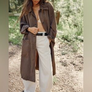 ZARA Brown Linen Blend over coat NWT S